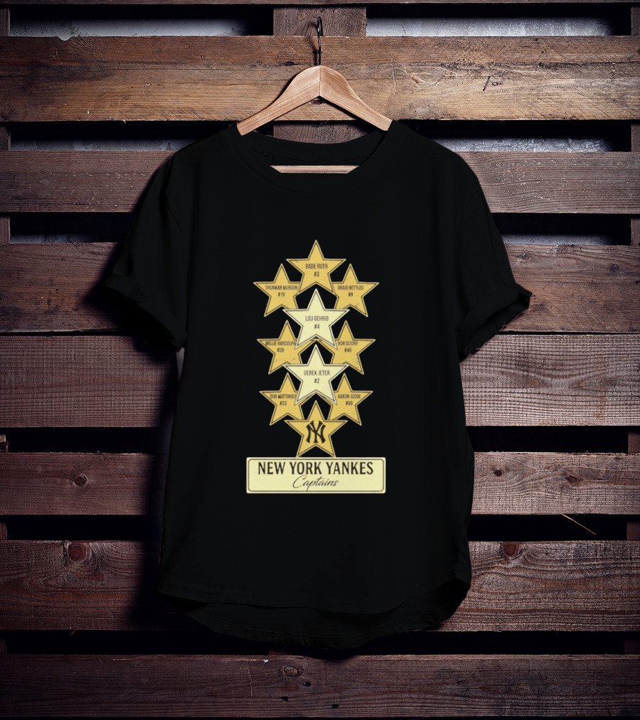 New York Yankees Captains Babe Ruth Lou Gehrig Derek Jeter Thurman Munson Graig Nettles Willie Randolph Ron Guidry Don Mattingly Aaron Judge T-Shirt