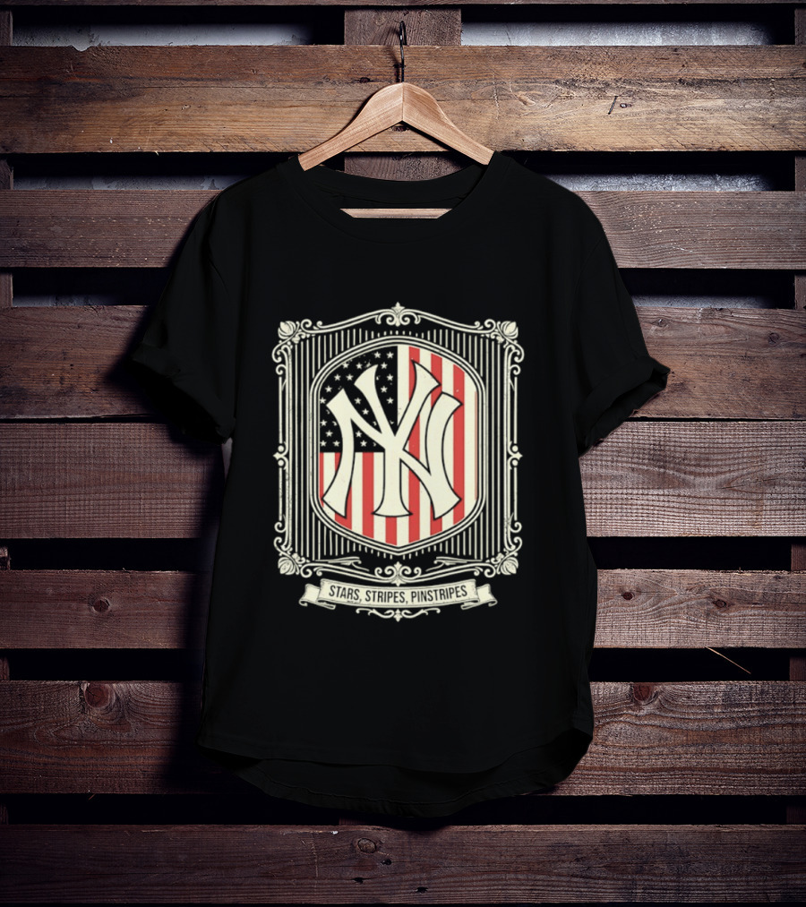 Yankees Stars And Stripes Pinstripes American Flag Baseball T-Shirt