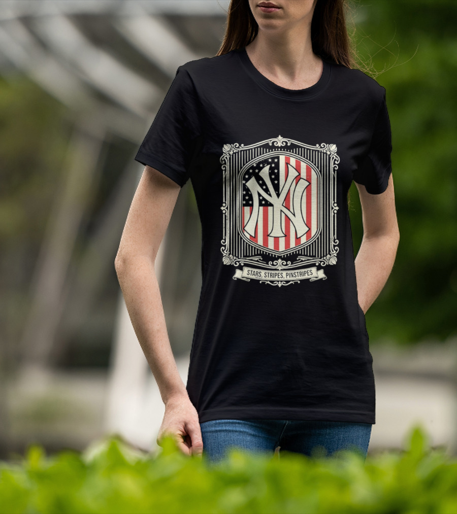 Yankees Stars And Stripes Pinstripes American Flag Baseball T-Shirt