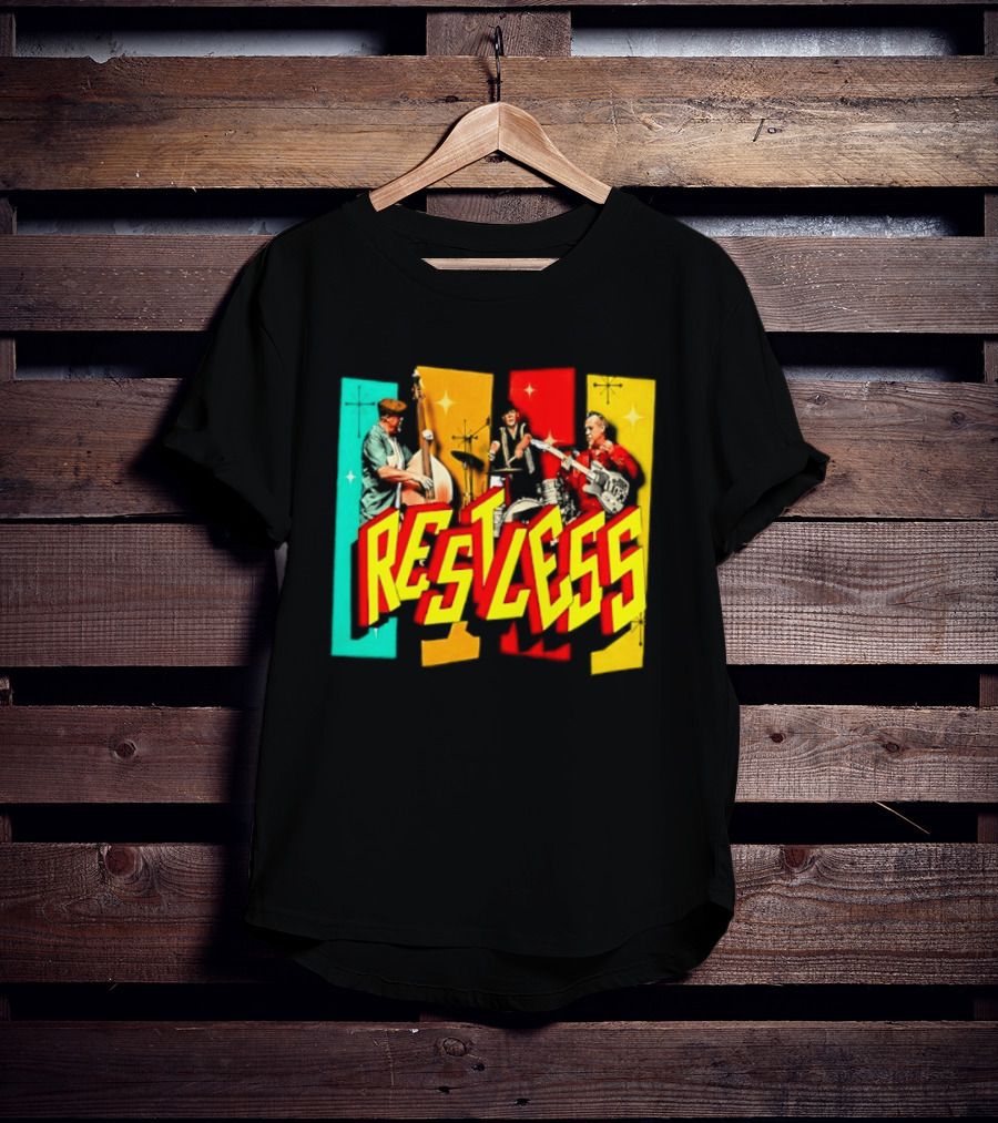 Restless Band Rockabilly Psychobilly Music Members Colorful Performance T-Shirt