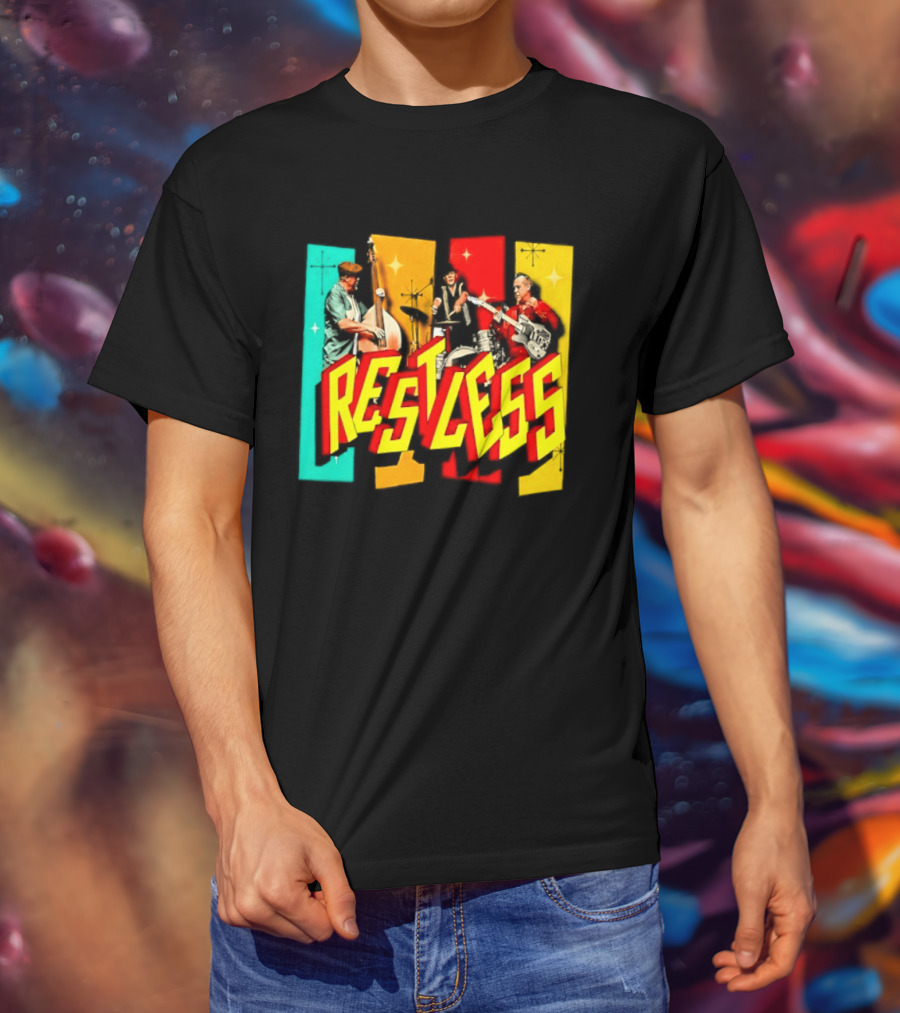 Restless Band Rockabilly Psychobilly Music Members Colorful Performance T-Shirt