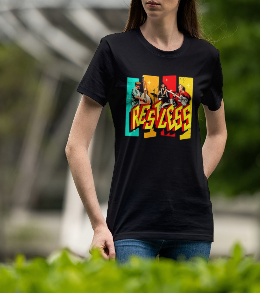 Restless Band Rockabilly Psychobilly Music Members Colorful Performance T-Shirt