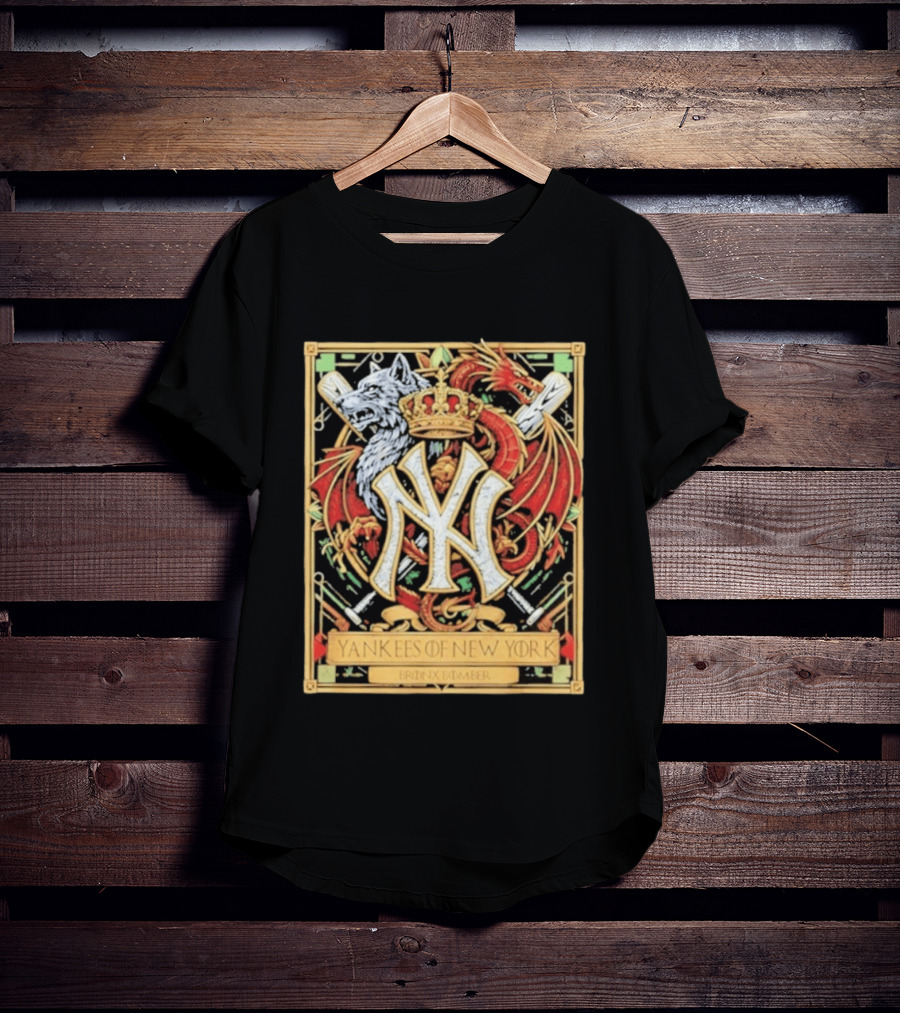 Yankees Of New York Bronx Bomber MLB Baseball Wolf Dragon Crown NY Crest T-Shirt
