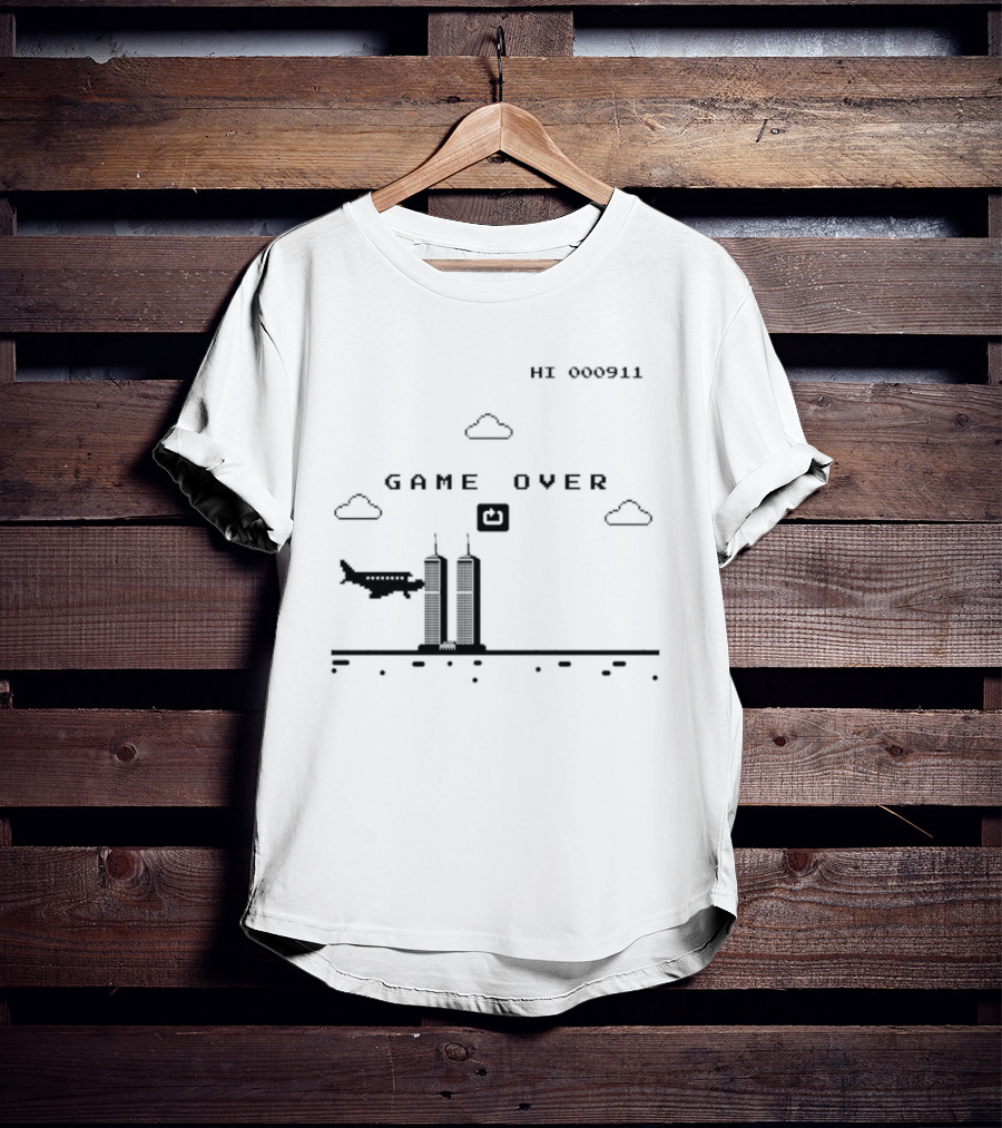 Game Over Hi 000911 Pixel 911 Twin Towers T-Shirt