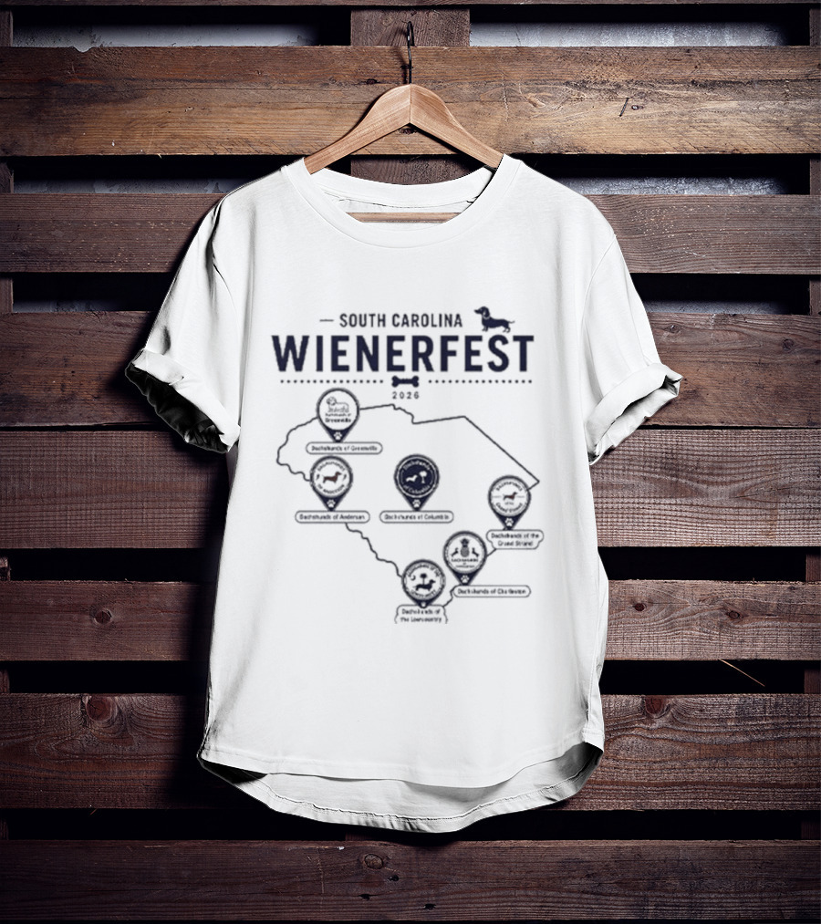 South Carolina Wienerfest 2026 Dachshund Festival Dog Lover Event Map T-Shirt