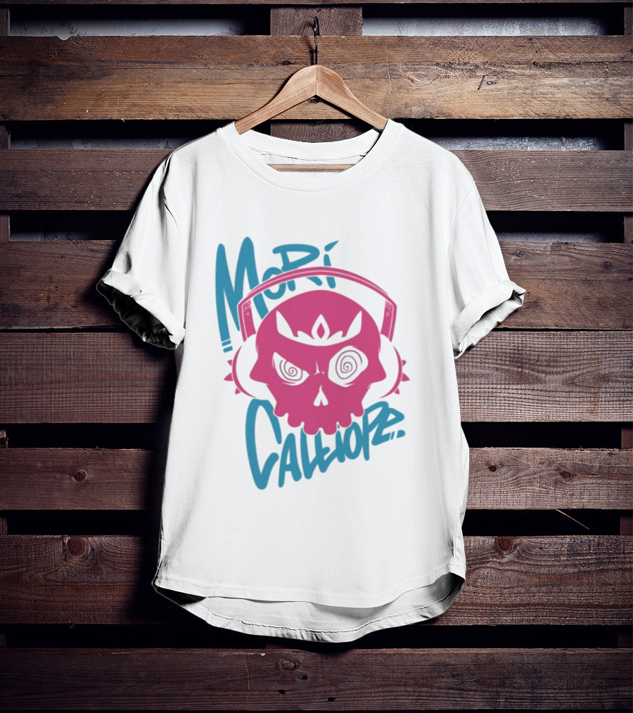 Mori Calliope Pink Skull With Headphones T-Shirt