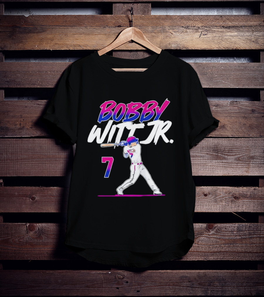 Bobby Witt Jr. 7 Kansas City Royals MLB Slugger Swing T-Shirt