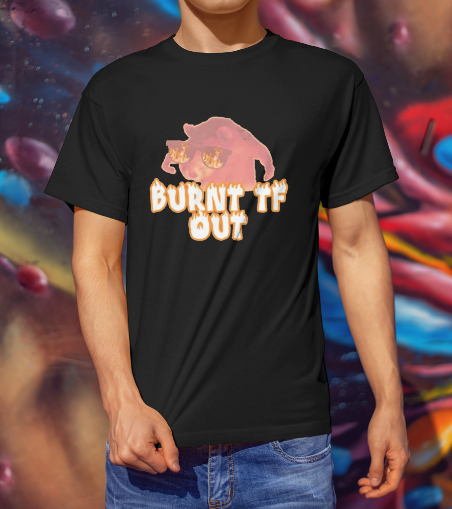 Burnt TF Out Flaming Sunglasses Meme Cat T-Shirt