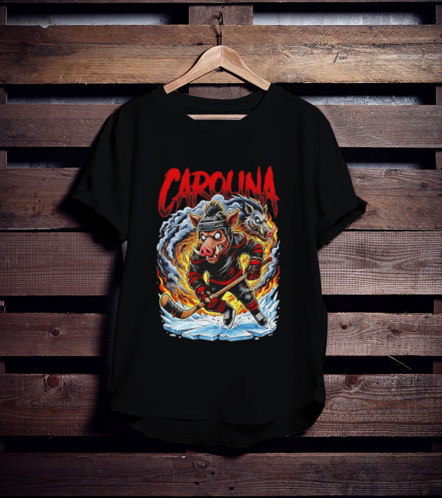 Carolina Hurricanes Stormy Hockey Player Ice Action T-Shirt