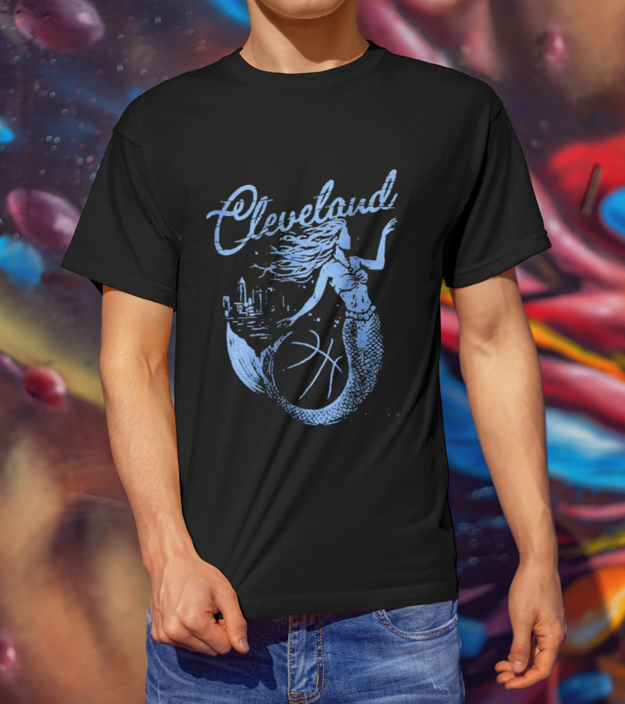Cleveland Mermaid Cityscape Basketball T-Shirt