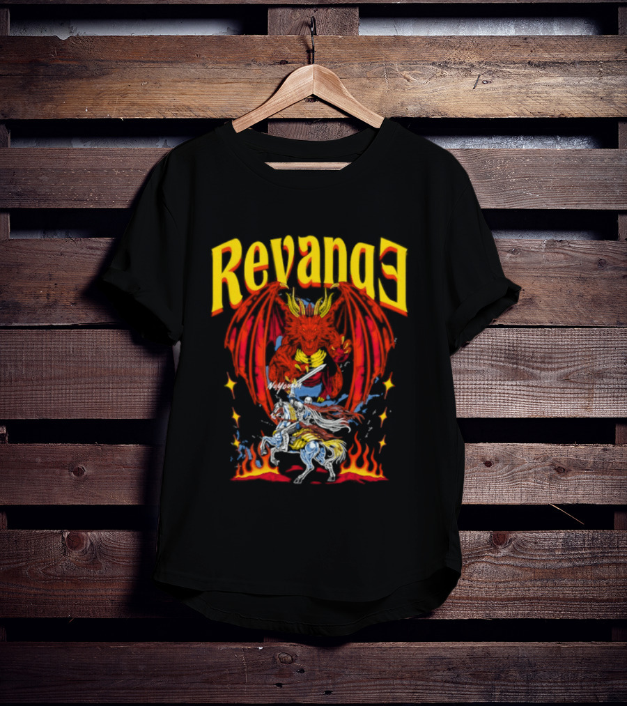 Revenge Dragon Knight Sword Fire Fantasy T-Shirt