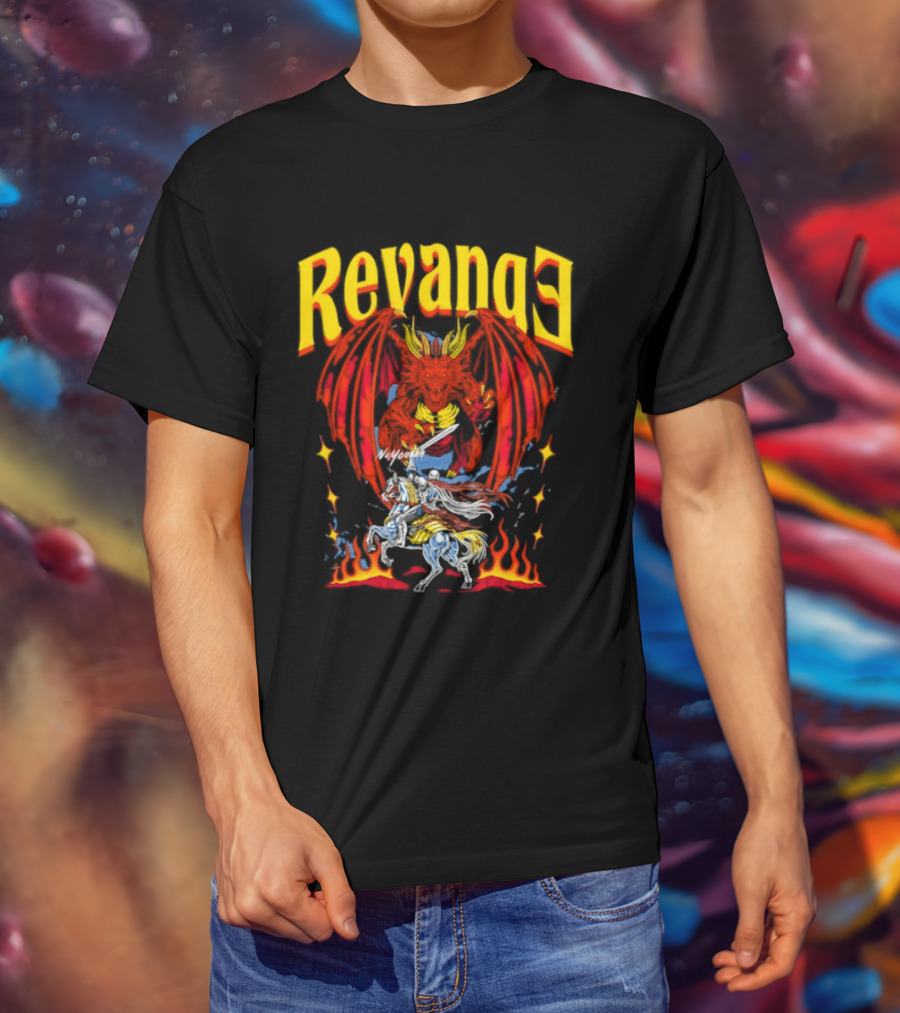 Revenge Dragon Knight Sword Fire Fantasy T-Shirt