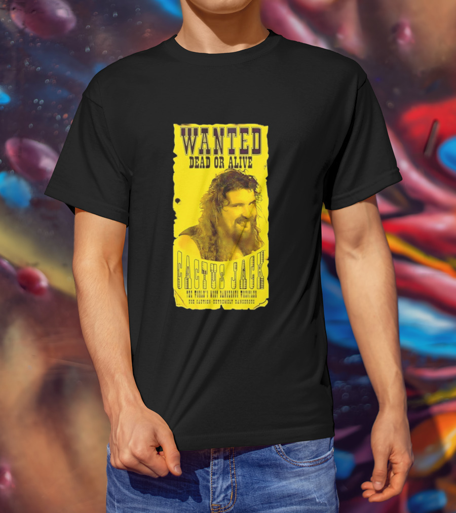 Jamie Hayter Iconic Cactus Jack Wanted Dead Or Alive Yellow T-Shirt