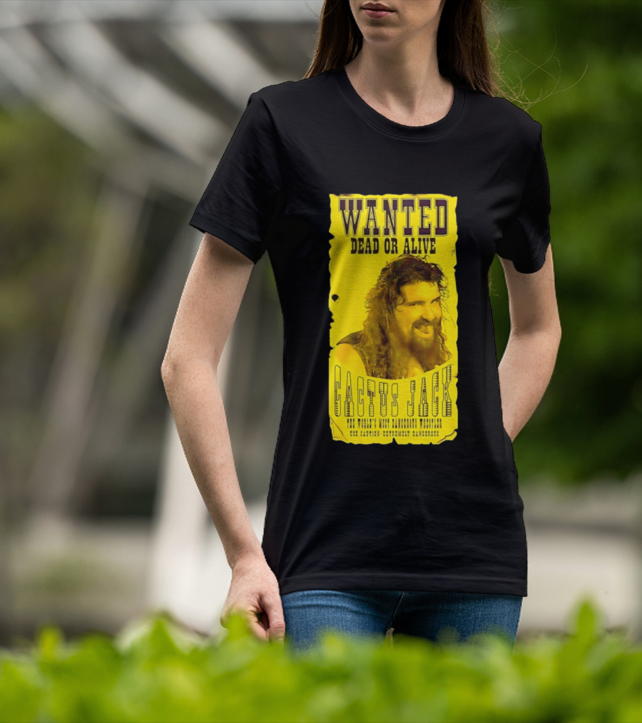 Jamie Hayter Iconic Cactus Jack Wanted Dead Or Alive Yellow T-Shirt