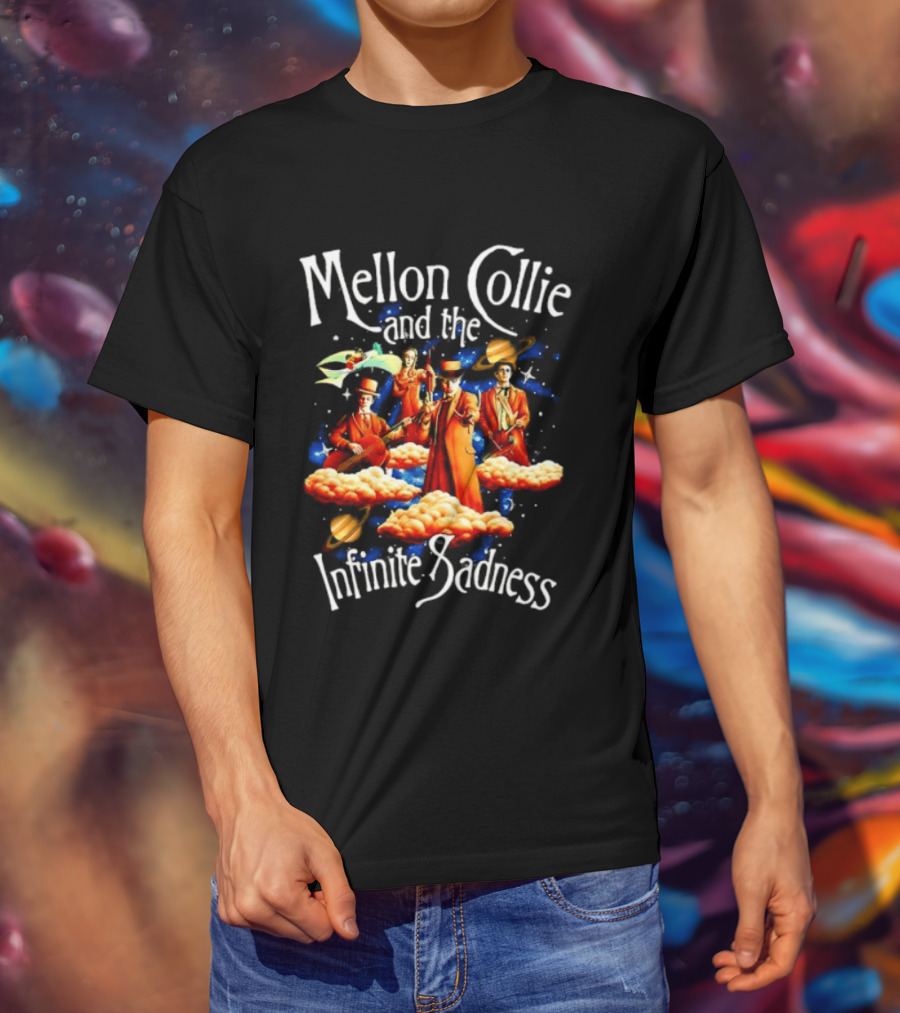 Mellon Collie And The Infinite Sadness Band Members With Surreal Clouds And Vibrant Splashes T-Shirt
