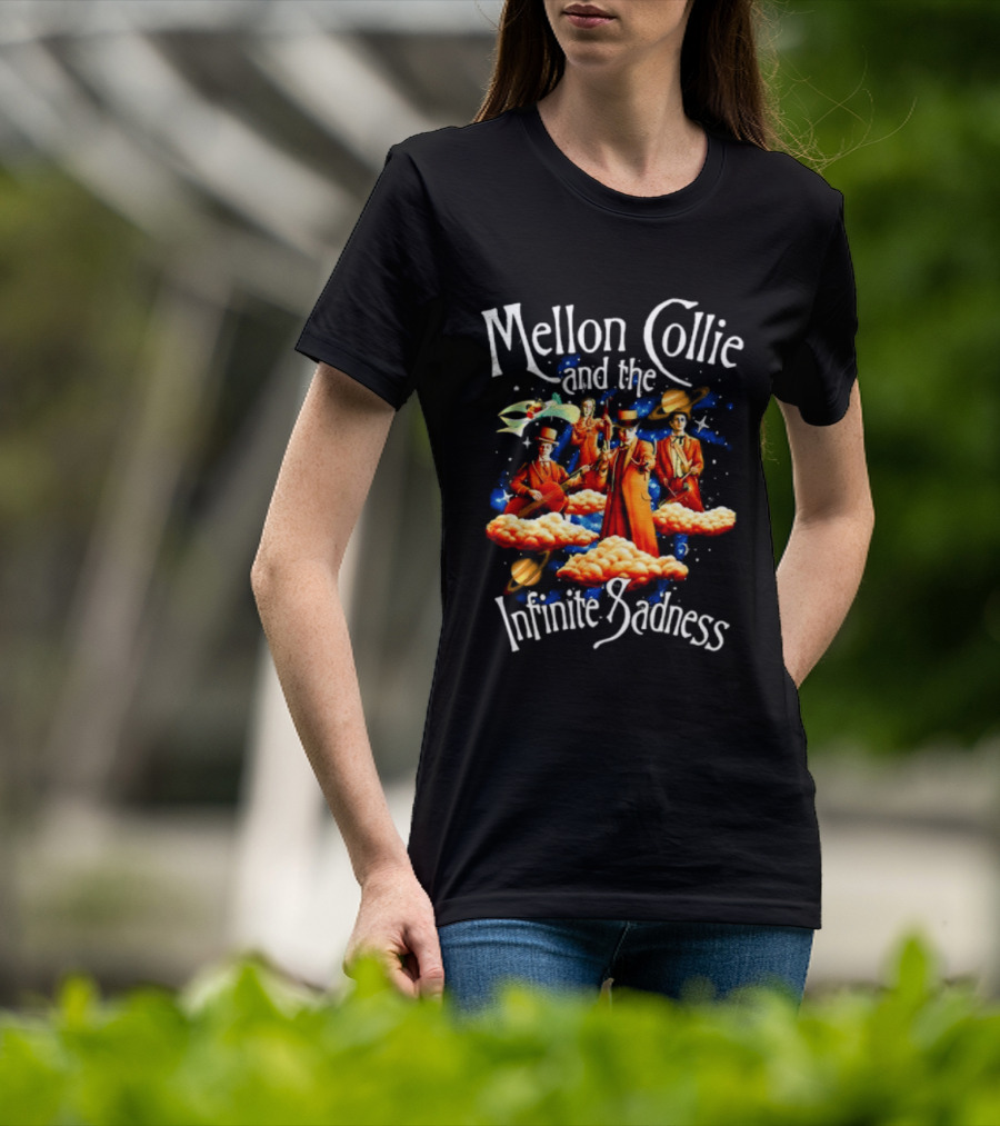 Mellon Collie And The Infinite Sadness Band Members With Surreal Clouds And Vibrant Splashes T-Shirt
