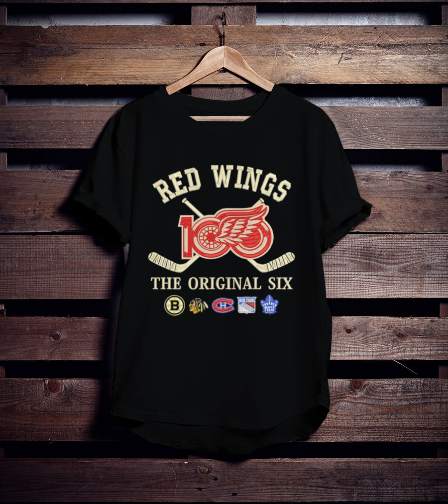 Red Wings 100 Anniversary The Original Six NHL Hockey Teams T-Shirt