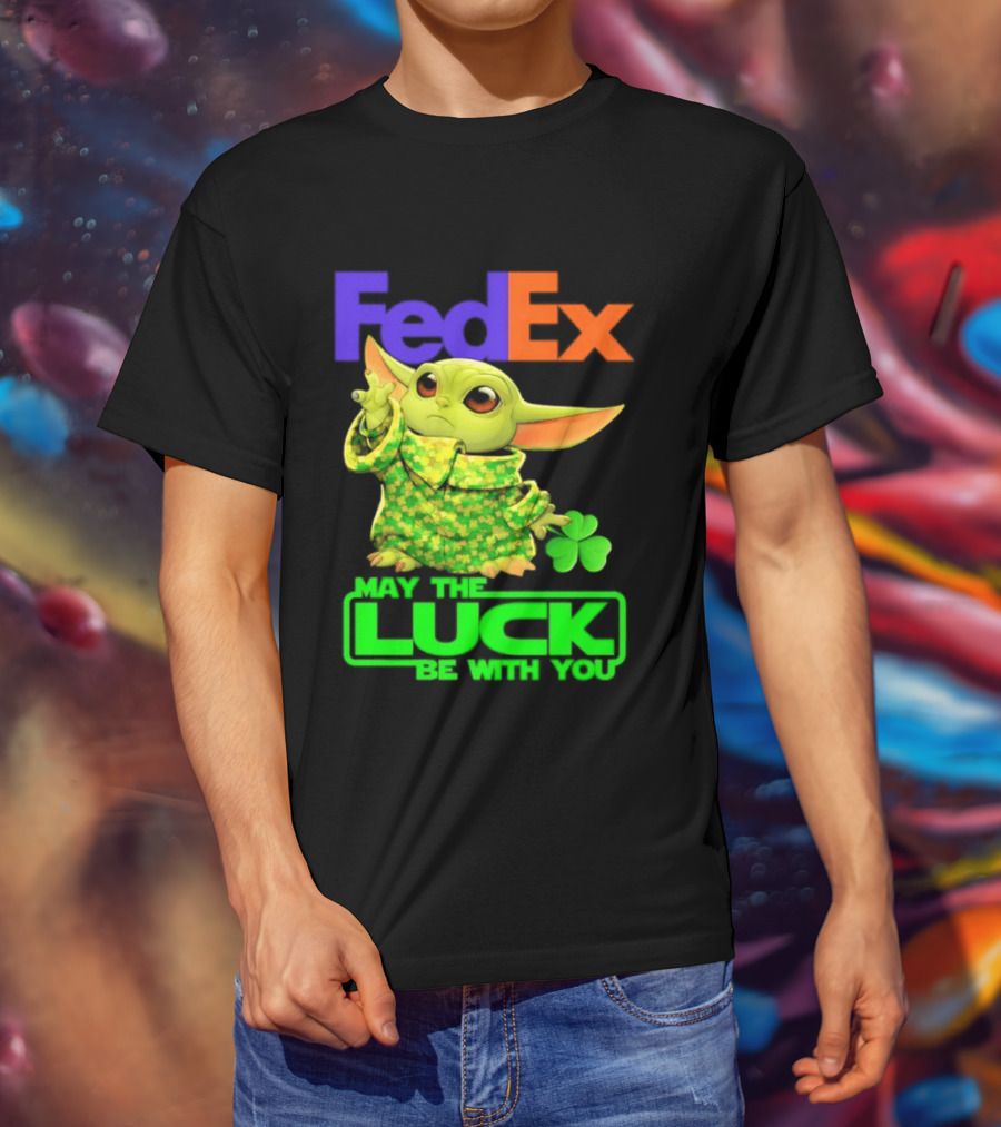FedEx Baby Yoda May The Luck Be With You Clover T-Shirt