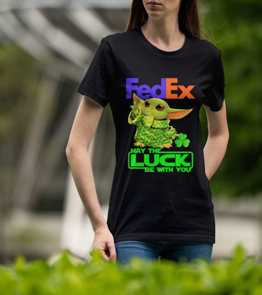 FedEx Baby Yoda May The Luck Be With You Clover T-Shirt