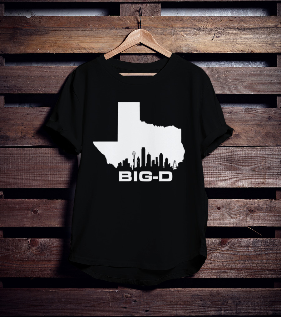 Big D Texas Outline Dallas City Skyline Map T-Shirt