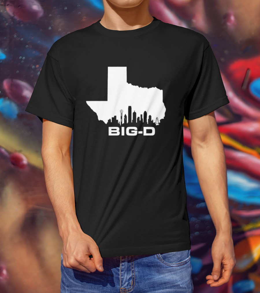 Big D Texas Outline Dallas City Skyline Map T-Shirt