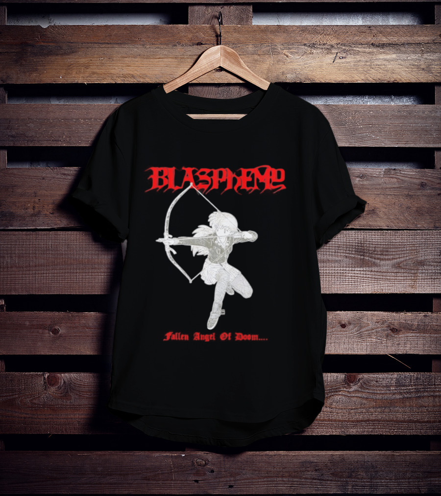 Blasphemy Fallen Angel Of Doom Black Metal Anime Archer T-Shirt