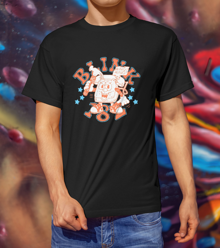 Blink 182 Ring Ring Cartoon Telephone Character With Stars T-Shirt