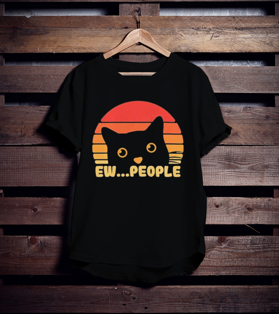 Ew People Judgmental Cat Face Stripes T-Shirt