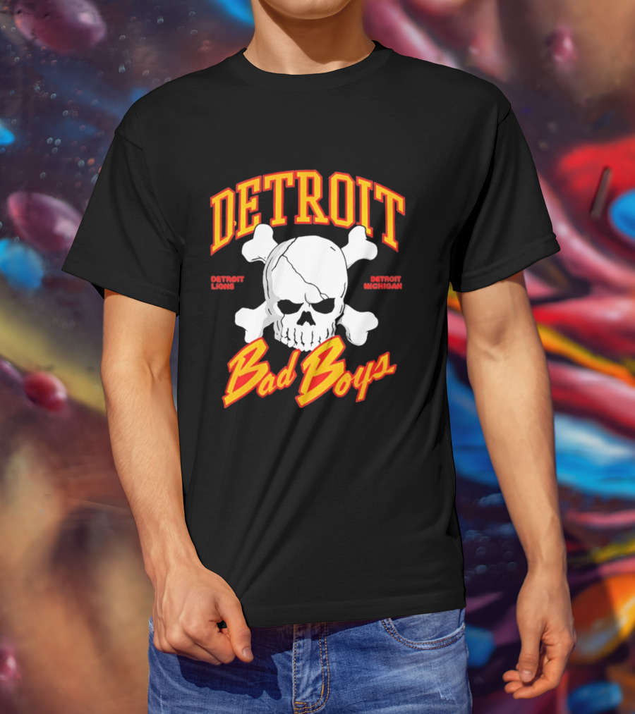Detroit Lions Bad Boys Skull Detroit Michigan T-Shirt