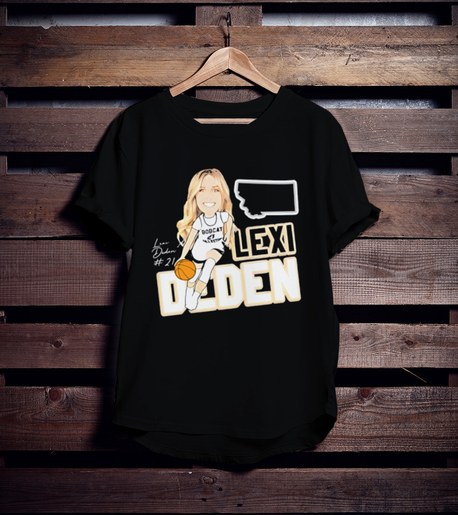 Lexi Deden 21 Bobcat Map Montana Player Caricature Basketball T-Shirt
