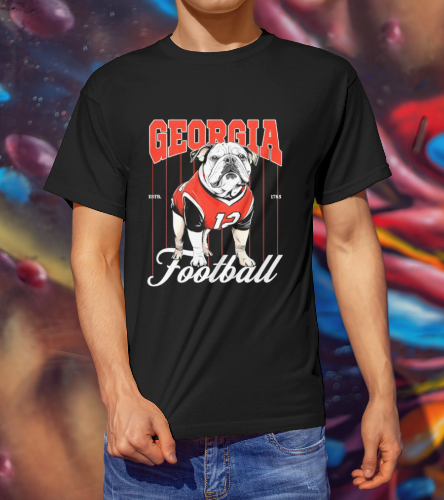 Georgia Bulldogs Football 1785 Bulldog Mascot Red Jersey T-Shirt