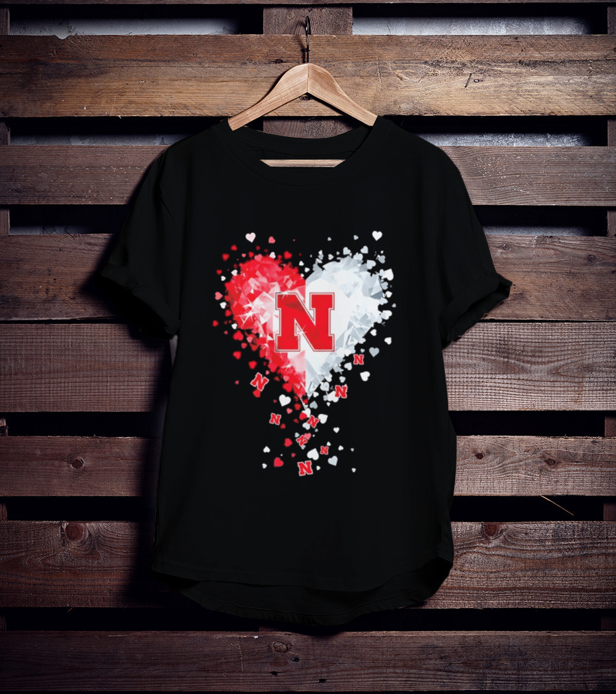 Nebraska Cornhuskers Heart Diamond Red N 2026 NCAA T-Shirt