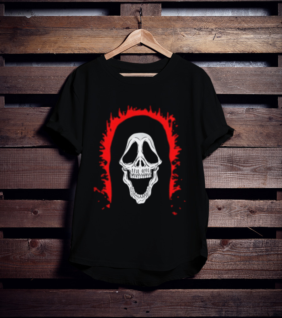 Scream Ghostface Skull Horror Halloween Blood Dripping Mask T-Shirt