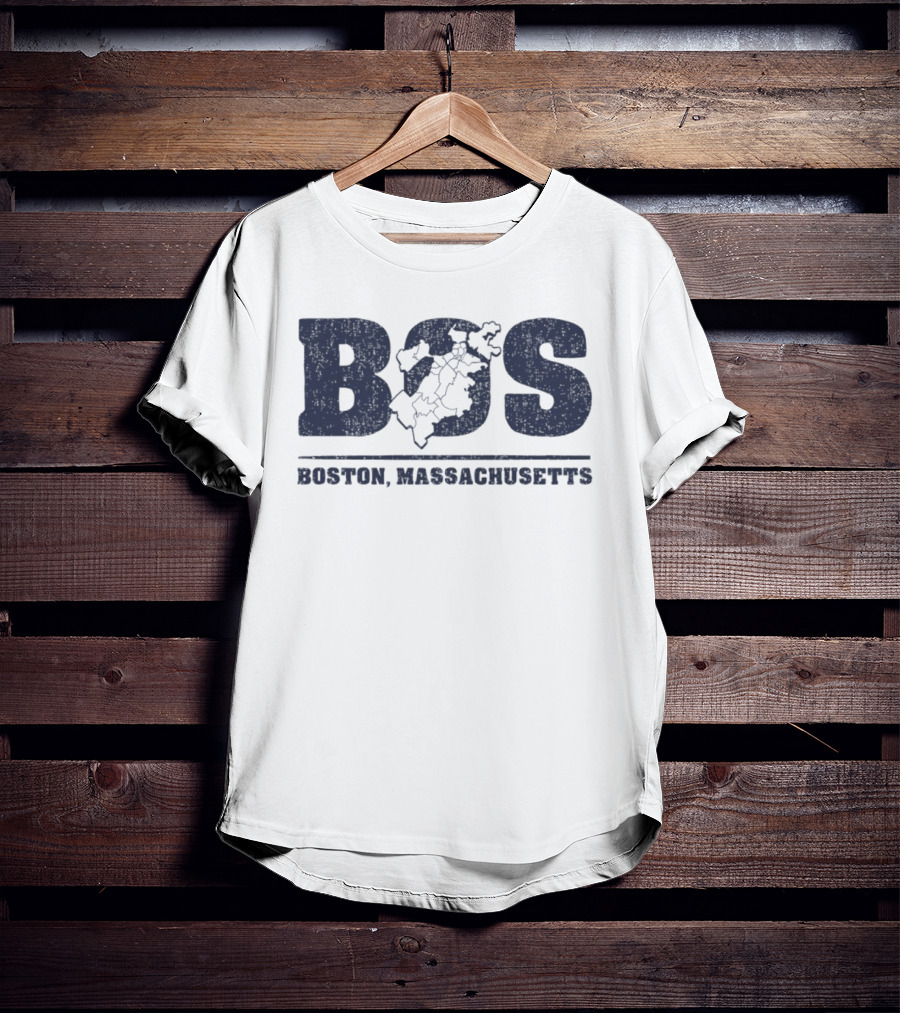 BOS Boston Massachusetts Neighborhoods Map T-Shirt