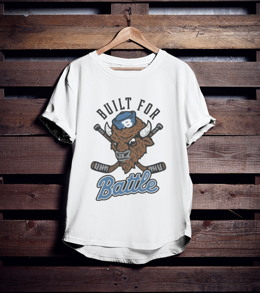 Buffalo Sabres Built For Battle Hockey Bison Crossed Sticks T-Shirt