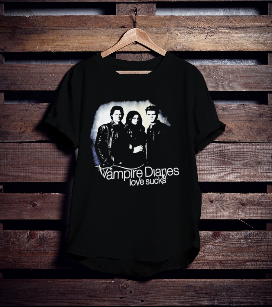Vampire Diaries Love Sucks Damon Elena Stefan T-Shirt
