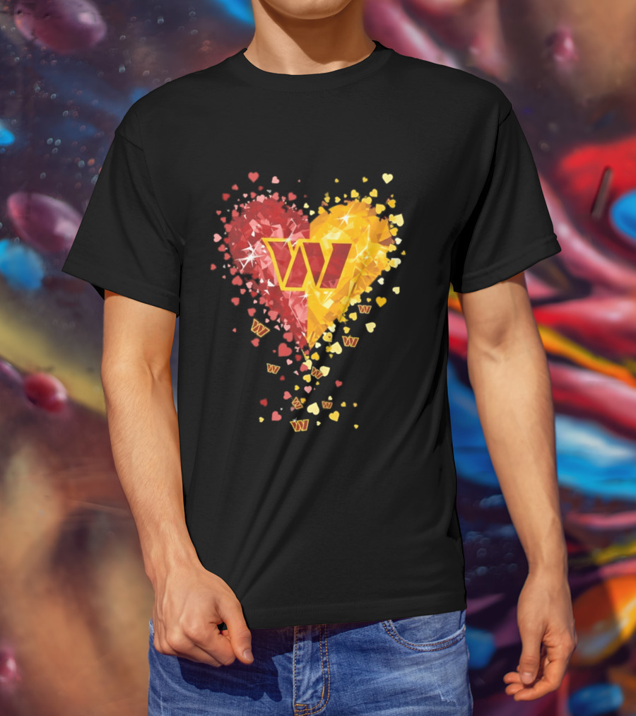 Washington Commanders Heart W Crystalized Chevron Burst T-Shirt