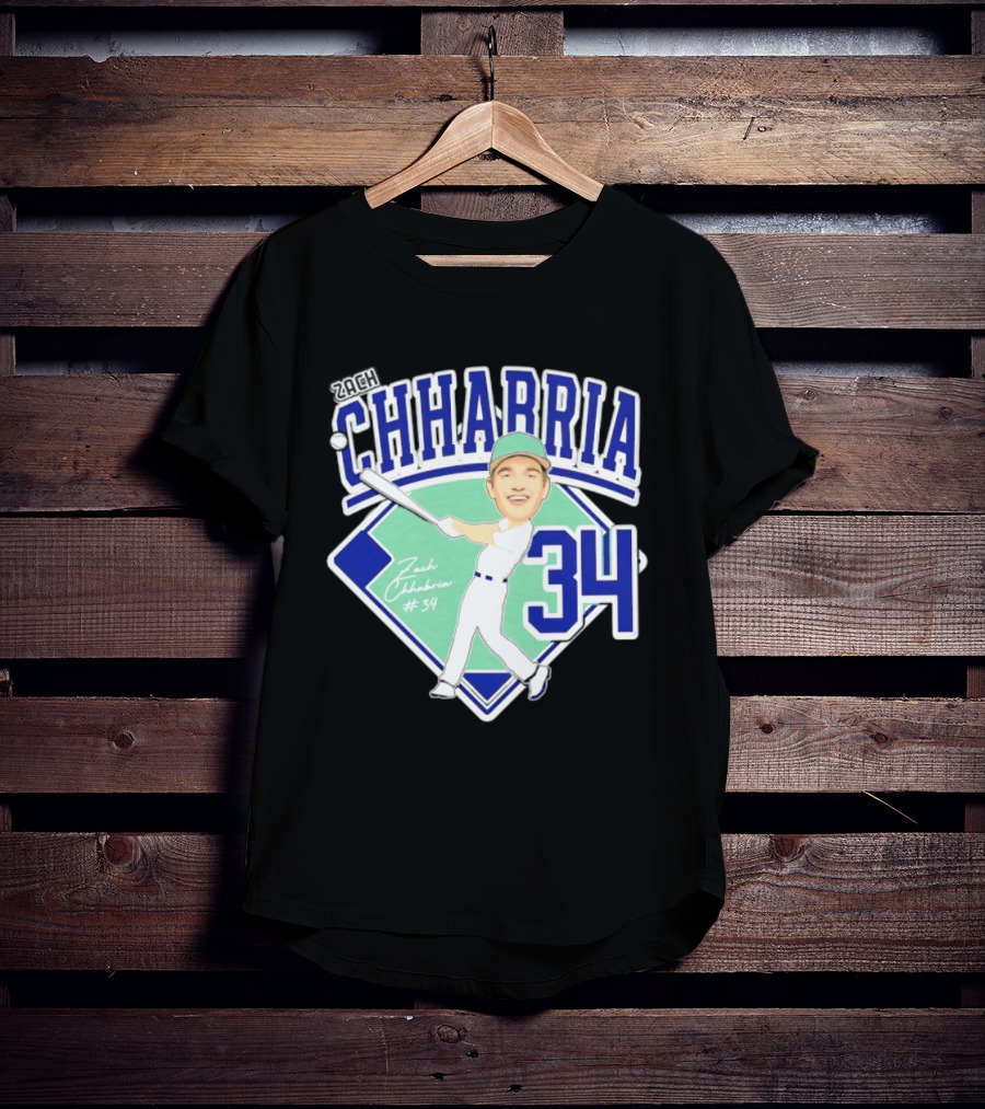 Chhabria 34 Drew University Athletics Baseball Caricature Zach Chhabria T-Shirt