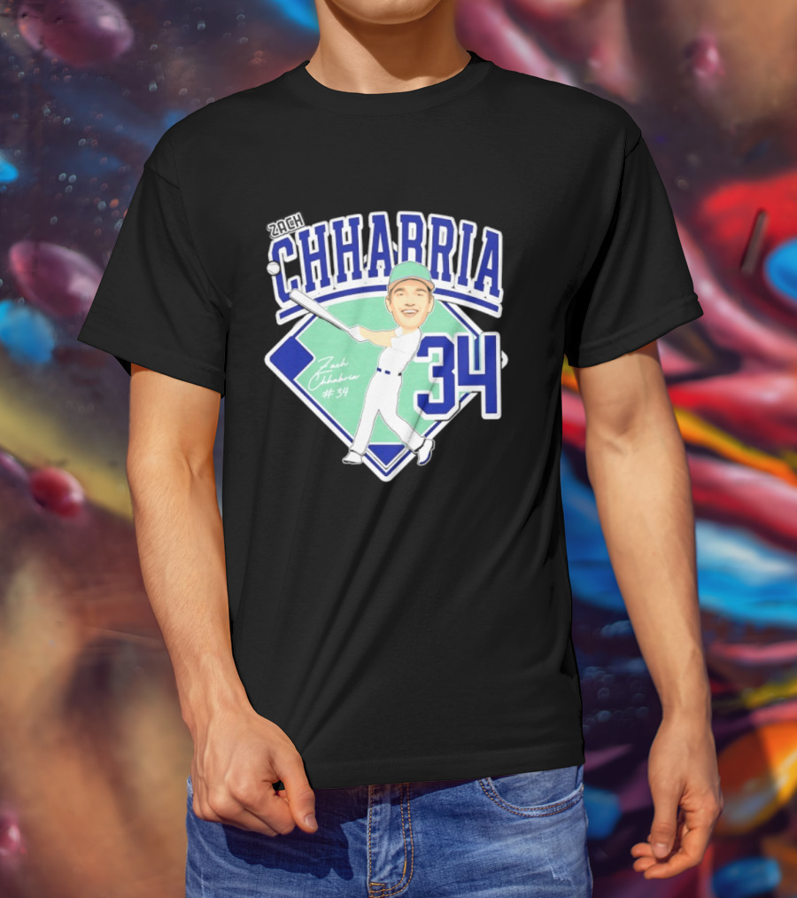 Chhabria 34 Drew University Athletics Baseball Caricature Zach Chhabria T-Shirt