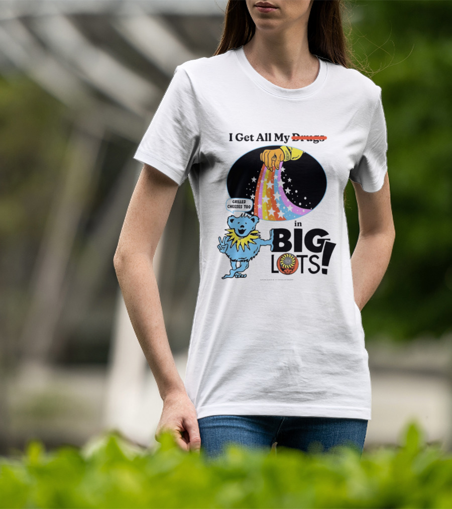 Big Lots Grilled Cheeses Too Grateful Dead Bear Rainbow Stars T-Shirt
