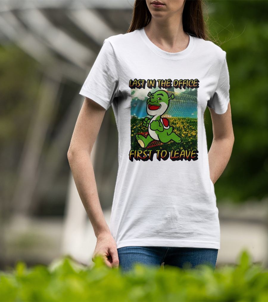 Last In The Office First To Leave Shrek Yoshi Humor T-Shirt