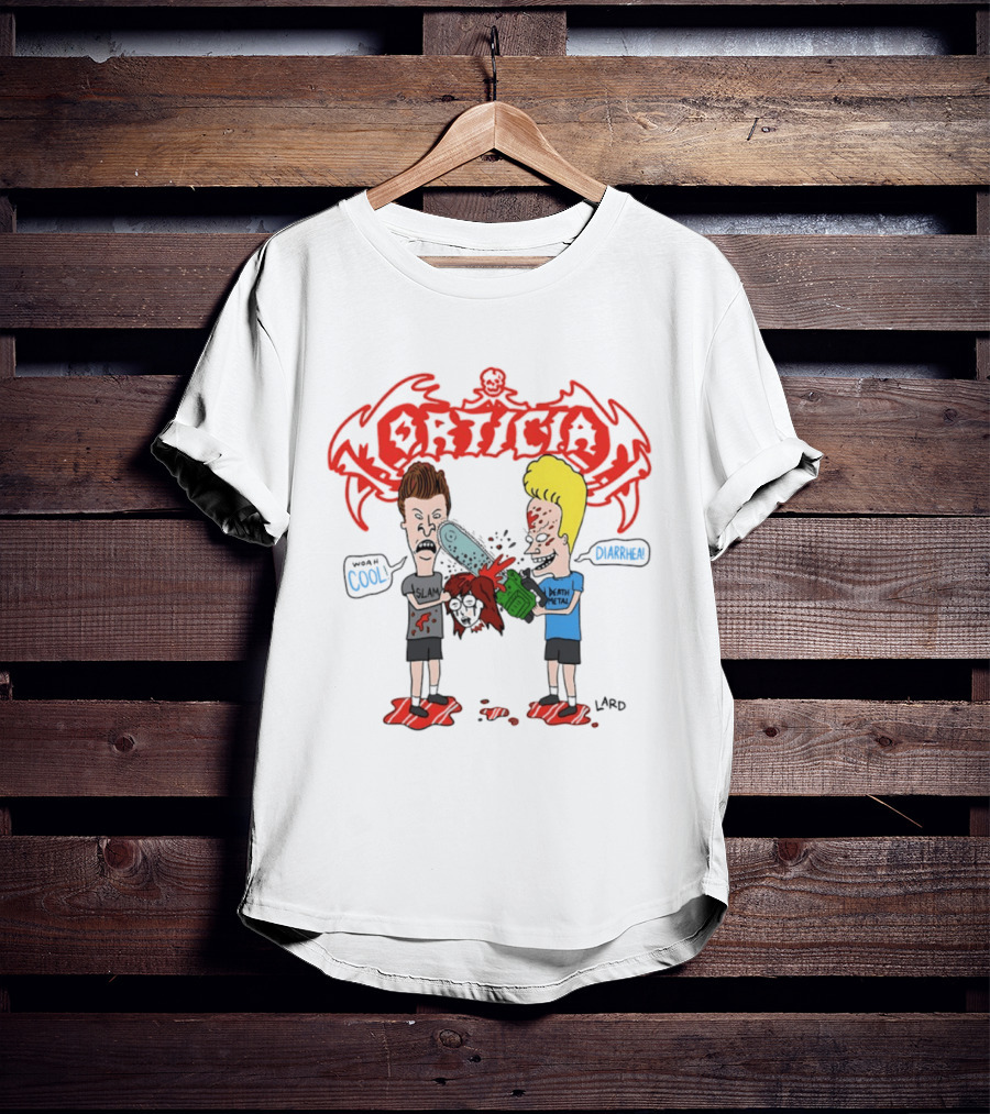 Morticia Beavis And Butt Head Chainsaw Cool Death Metal Slam T-Shirt