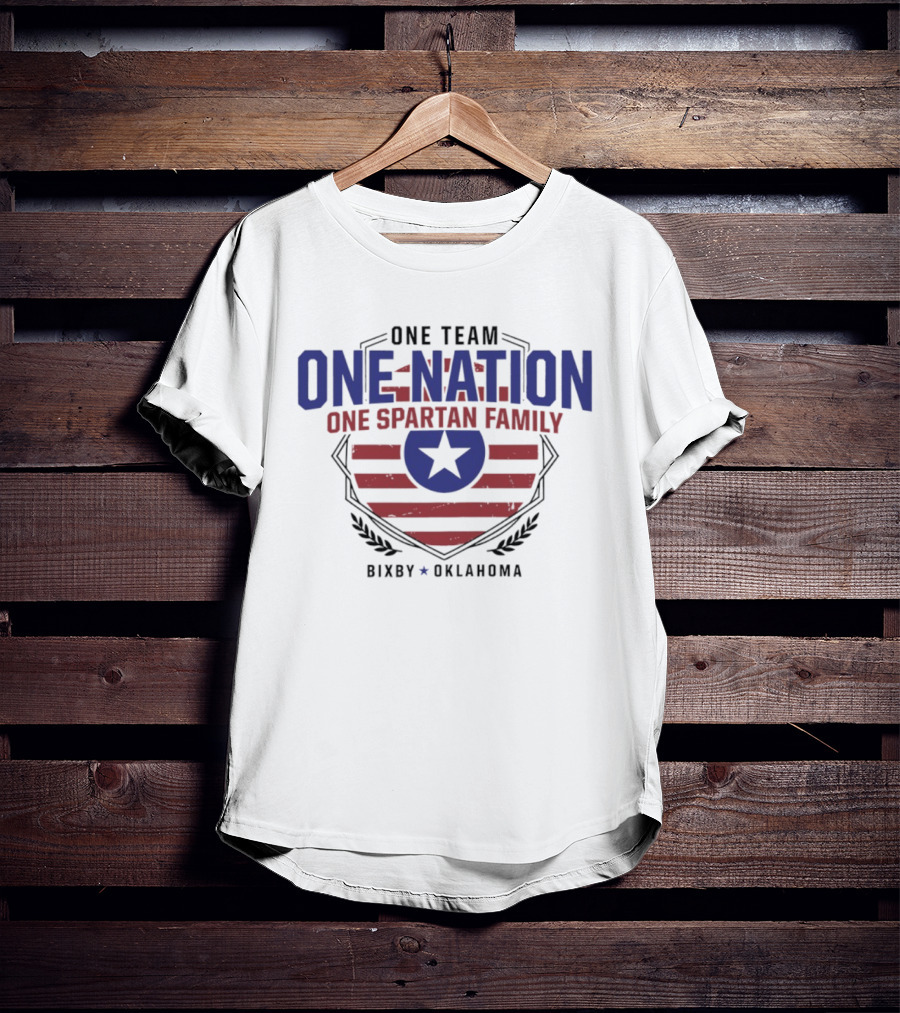 One Team One Nation One Spartan Family Bixby Oklahoma Star Shield T-Shirt