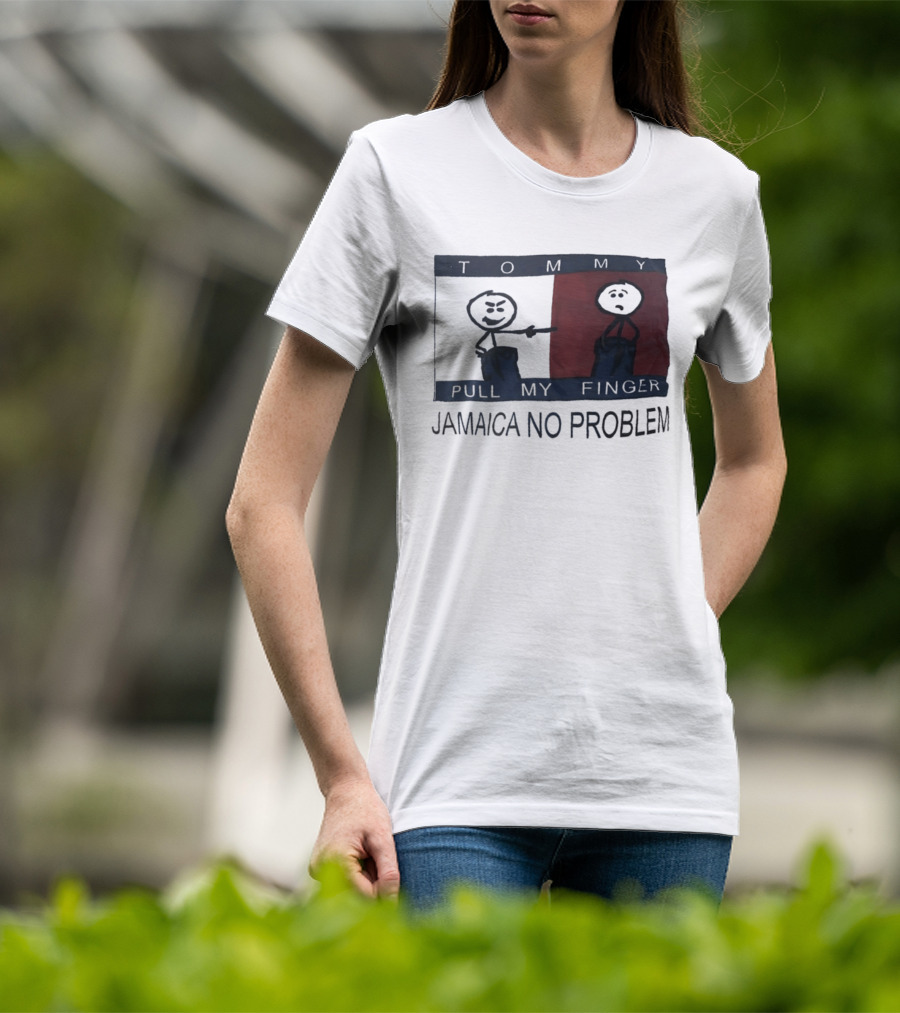 Tommy Pull My Finger Jamaica No Problem Stick Figure Comedy T-Shirt