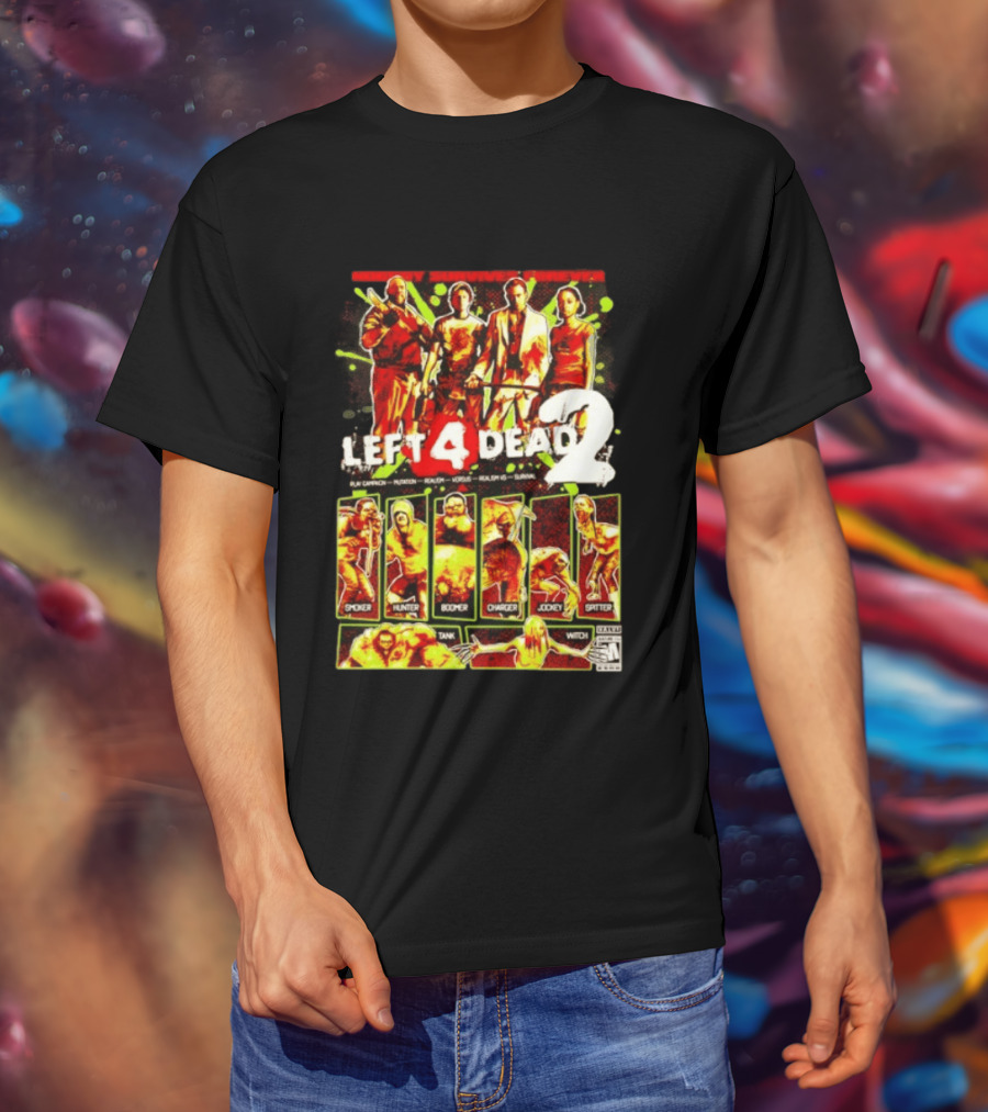 Left 4 Dead 2 Nobody Survives Forever Bill Zoey Francis Louis Hunter Boomer Charger Spitter Tank Witch T-Shirt