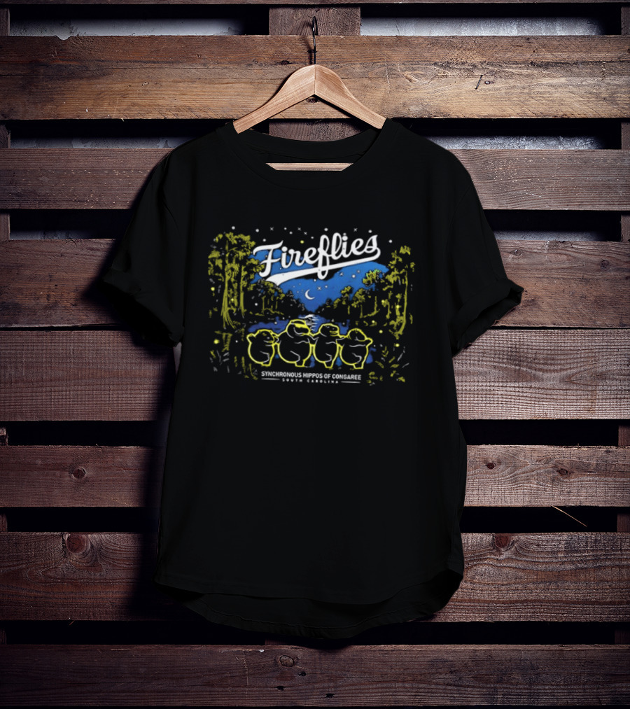 Columbia Fireflies Synchronized Hippo Congaree South Carolina 2026 Starry Night Forest T-Shirt
