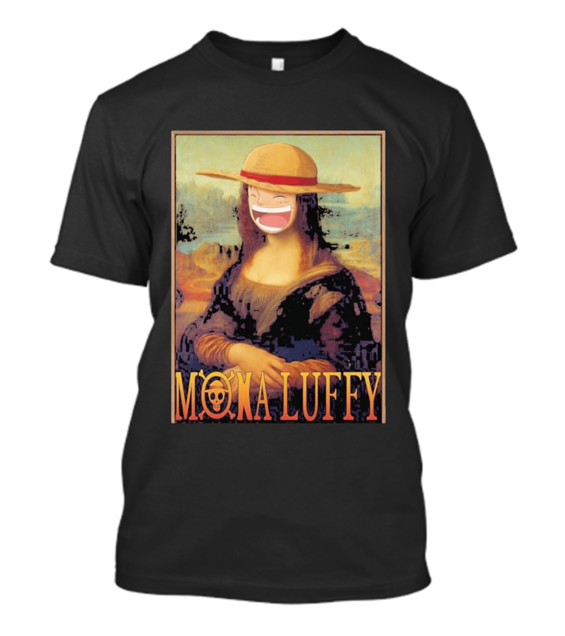 Mona Luffy Anime Mashup Mona Lisa T-Shirt