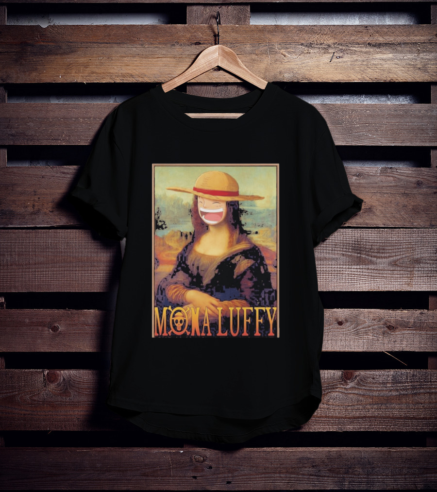 Mona Luffy Anime Mashup Mona Lisa T-Shirt