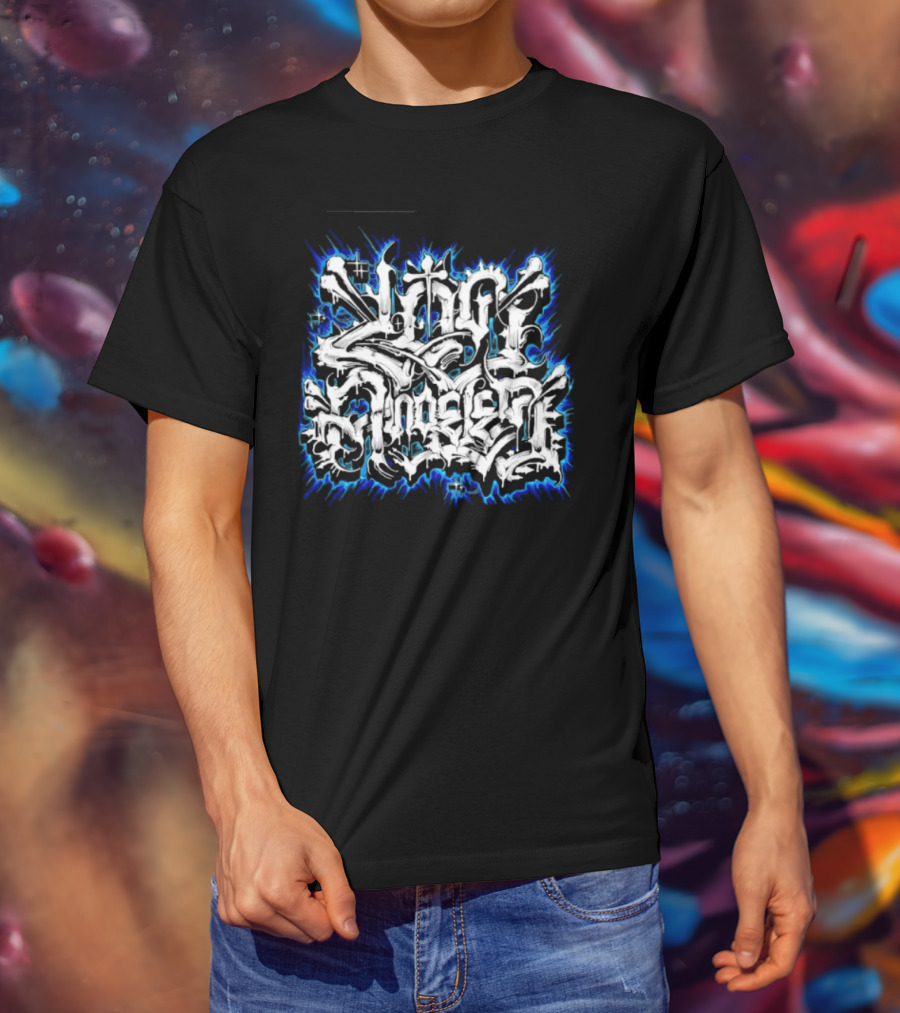 Gangster Streetwear Graffiti Urban White Blue Flame T-Shirt