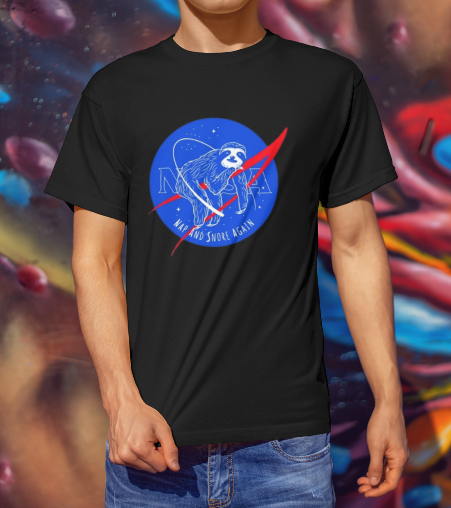NASA Sloth Nap And Snore Again Space T-Shirt